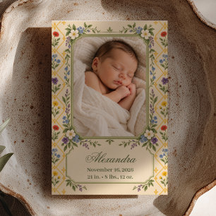 Anuncio de Nacimiento Foto Enrejado Floral