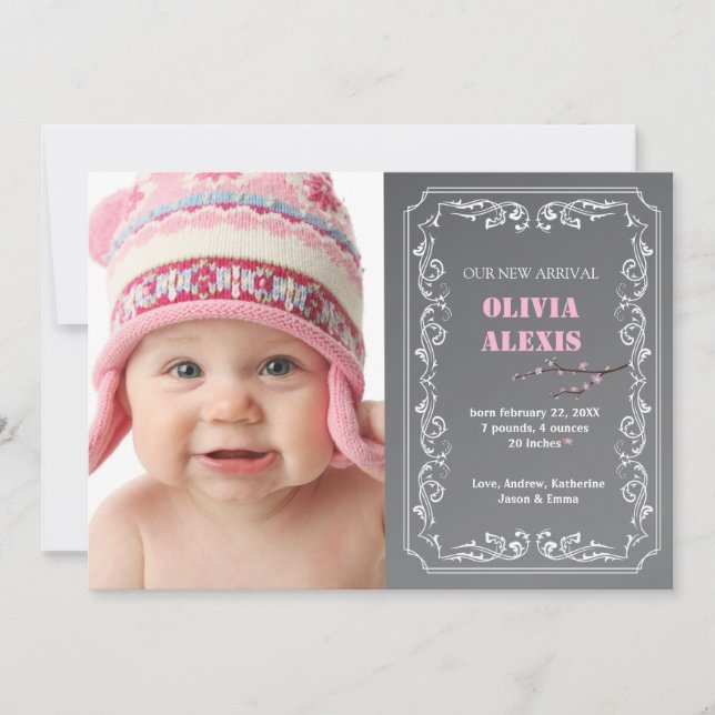 Anuncio de nacimiento Foto Pizarra (Anverso)