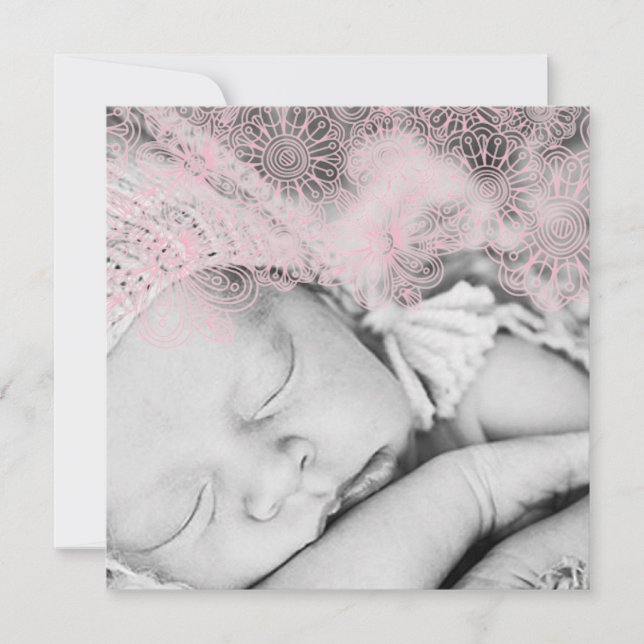 Anuncio de nacimiento fotográfico - chica (Anverso)