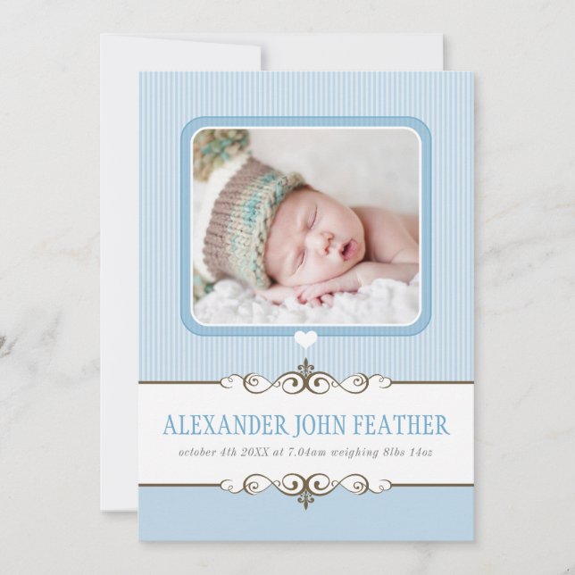 ANUNCIO DE NACIMIENTO FOTOGRÁFICO niño precioso az (Anverso)