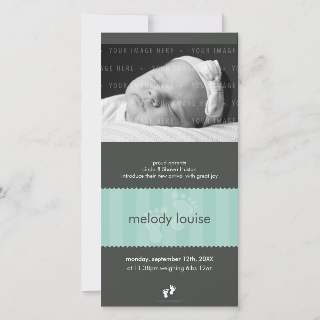 ANUNCIO DE NACIMIENTO FOTOGRÁFICO :: Pies felices  (Anverso)