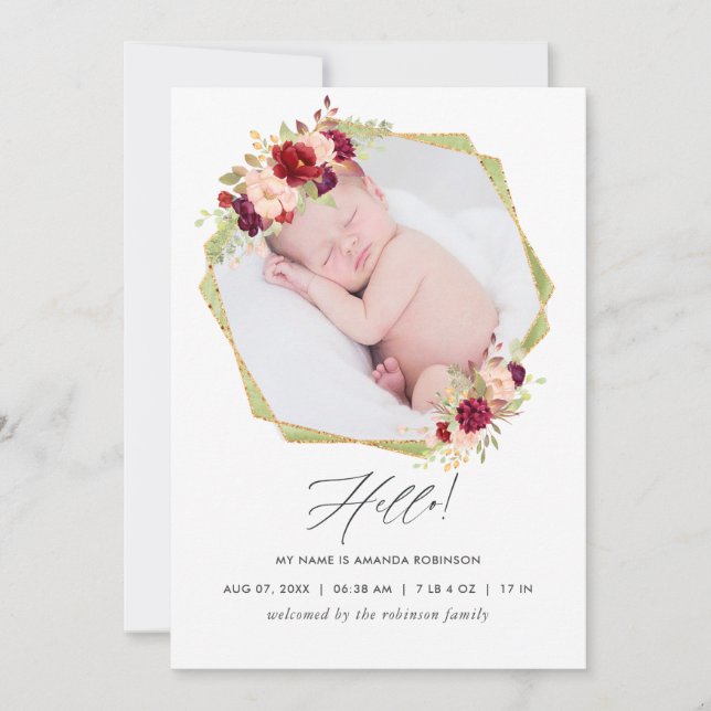 Anuncio de nacimiento geométrico de Borgoña y Rubo (Anverso)