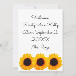 Anuncio de Nacimiento Girasoles Amarillos para Kat