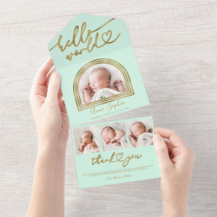Anuncio de Nacimiento Hello World Chic Arch Frame
