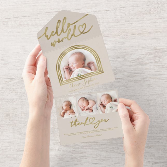 Anuncio de Nacimiento Hello World Chic Arch Frame (desgarro)