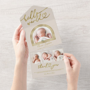 Anuncio de Nacimiento Hello World Chic Arch Frame