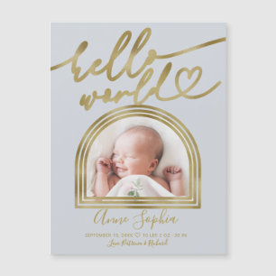 Anuncio de Nacimiento Hello World Marco Chic Arque