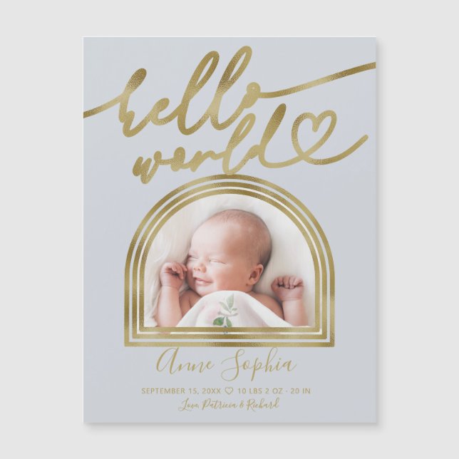 Anuncio de Nacimiento Hello World Marco Chic Arque (Anverso)