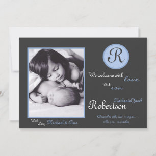 Anuncio de nacimiento inicial de foto de monograma