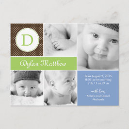 Anuncio de nacimiento inicial moderno - azul