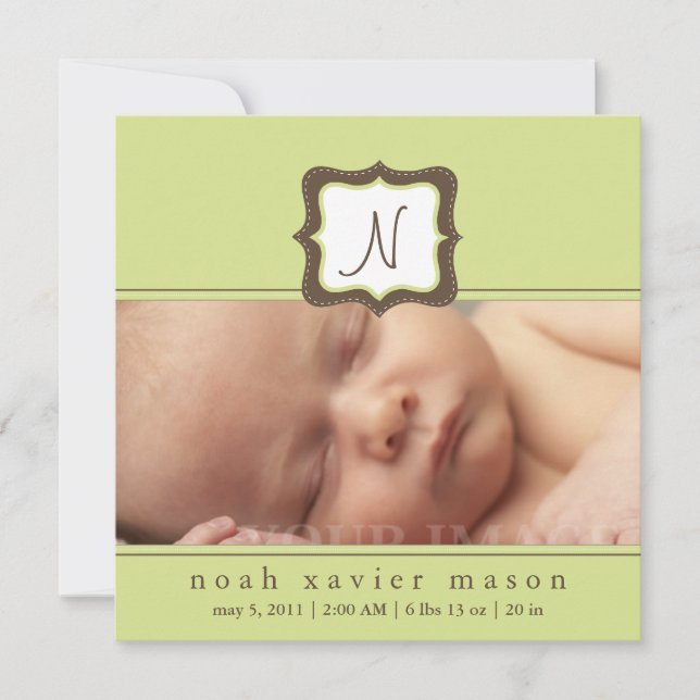 Anuncio de nacimiento inicial verde (Anverso)