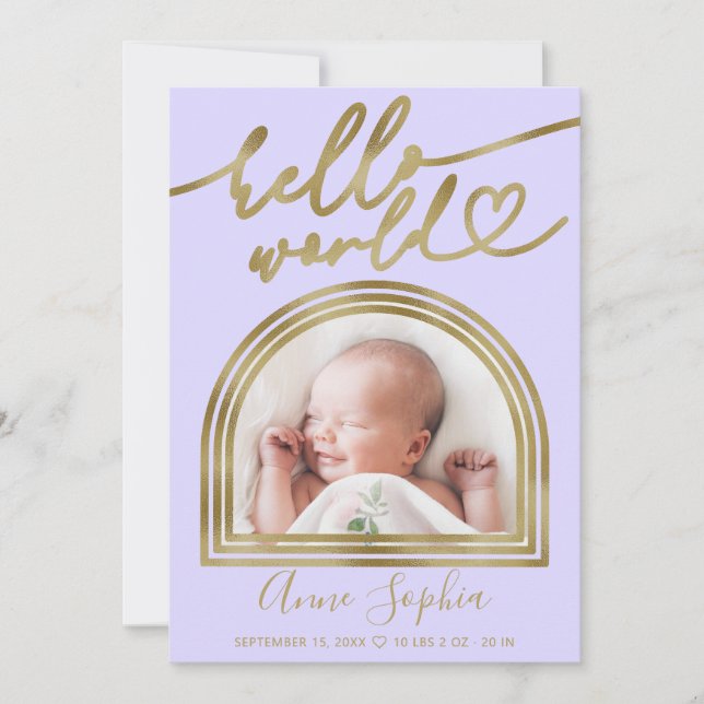 Anuncio de Nacimiento Marco Chic Hello World (Anverso)