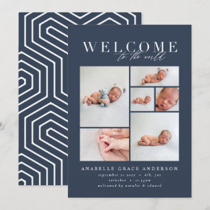 Anuncio de nacimiento marino multifoto geométrico
