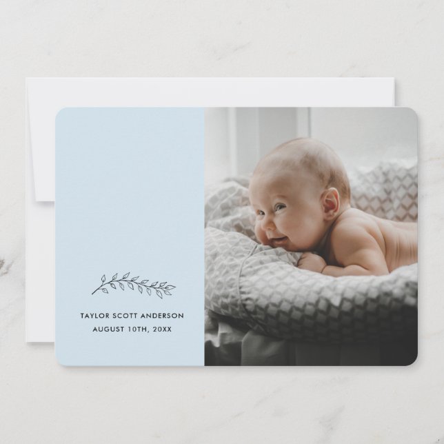 Anuncio de nacimiento Minimalista azul moderno (Anverso)