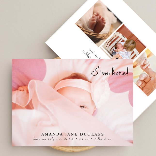 Anuncio de nacimiento mínimo de Collage de fotos m (Subido por el creador)