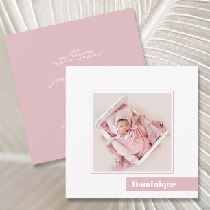 Anuncio de nacimiento mínimo simple de foto rosa