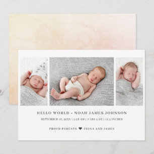 Anuncio de nacimiento moderno con 3 fotos