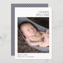 Anuncio de nacimiento moderno de foto gris