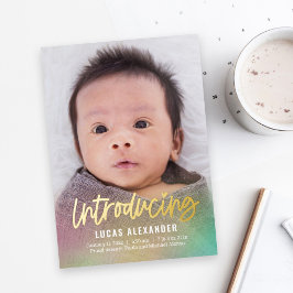 Anuncio de nacimiento moderno en Relieve metalizad