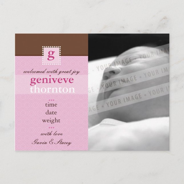 ANUNCIO DE NACIMIENTO :: monograma1 - niña (Anverso)