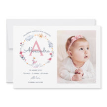 Anuncio de nacimiento monograma princesa cisne