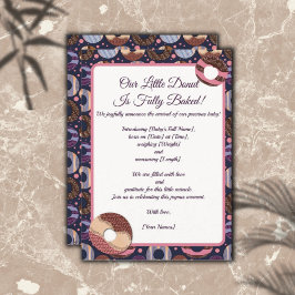 Anuncio de nacimiento morado de Donut pequeño y du