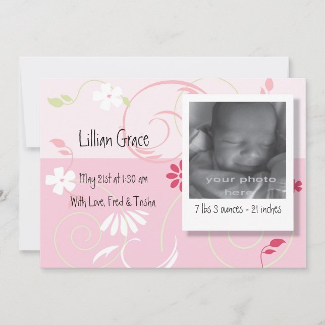 Anuncio de Nacimiento Niña (Anverso)