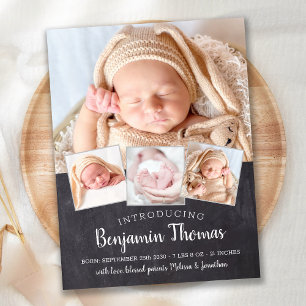 Anuncio de nacimiento personalizado para bebé con