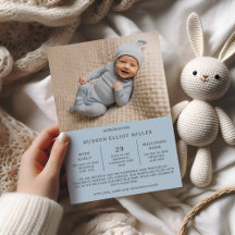 Anuncio de nacimiento Preemie NICU Tarjeta azul mo