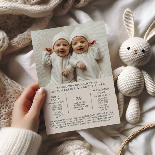 Anuncio de nacimiento Priemie Twins NICU Taupe Car