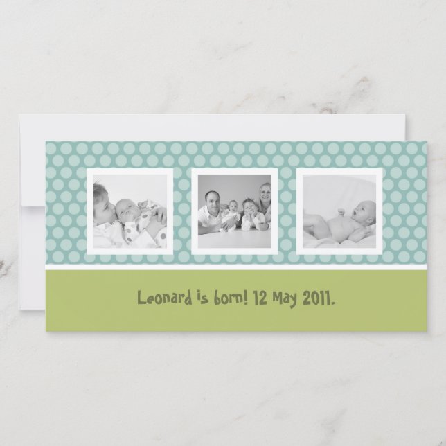 Anuncio de nacimiento rápido con puntos de polka l (Anverso)