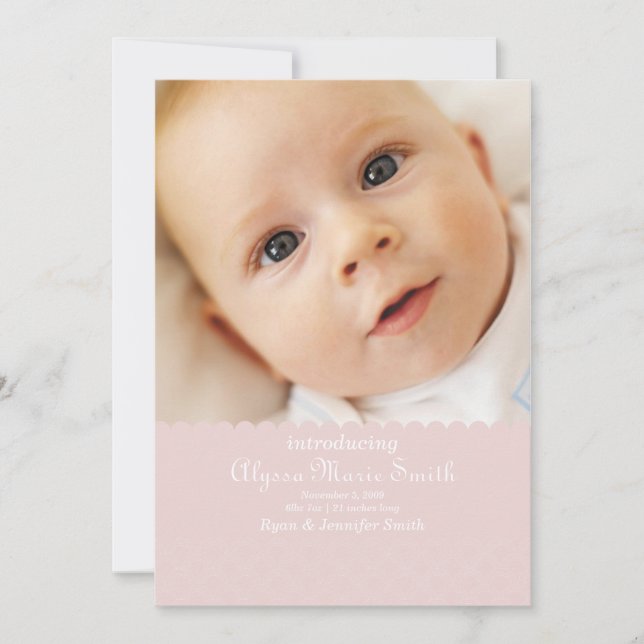 anuncio de nacimiento rosa (Anverso)