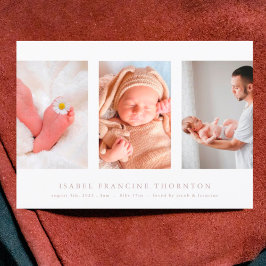 anuncio de nacimiento rosado de collage de fotos m