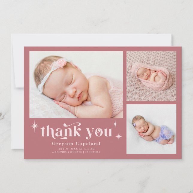 Anuncio de nacimiento rosado de niño mojado (Anverso)