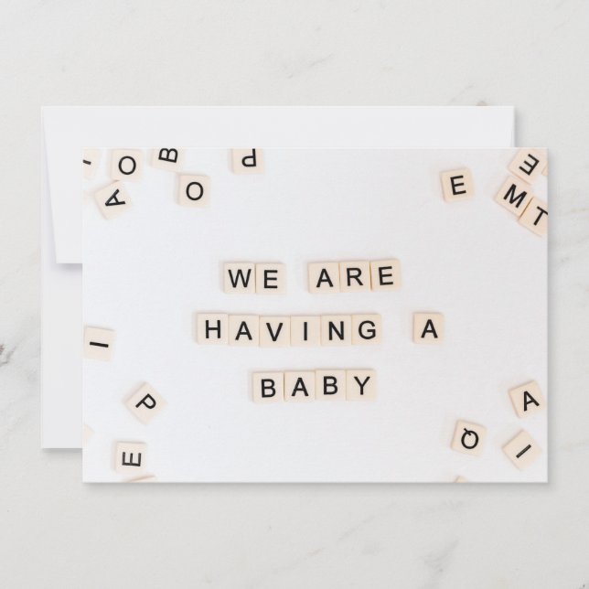 Anuncio de nacimiento simple en piedras con letras (Anverso)