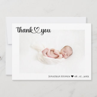Anuncio de nacimiento simple Gracias Script Heart