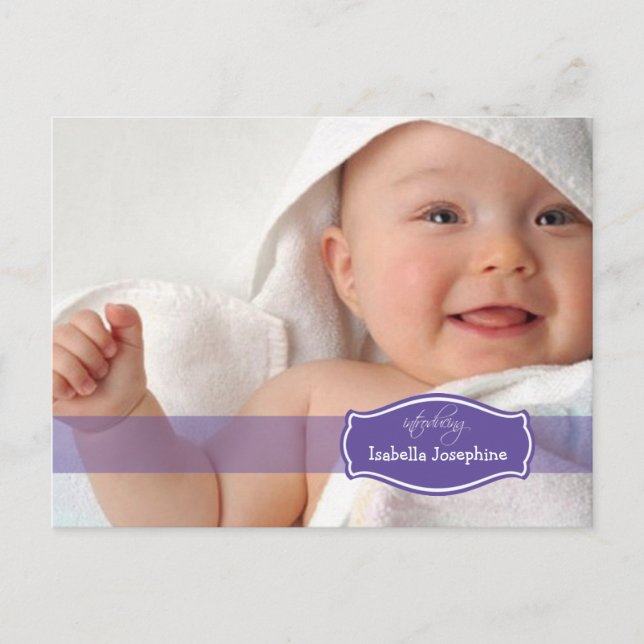 Anuncio de nacimiento simple (púrpura) (Anverso)