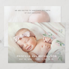 Anuncio de nacimiento simple y clásico de doble fo