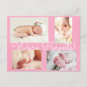 Anuncio de nacimiento "Somos padres", rosa bonito