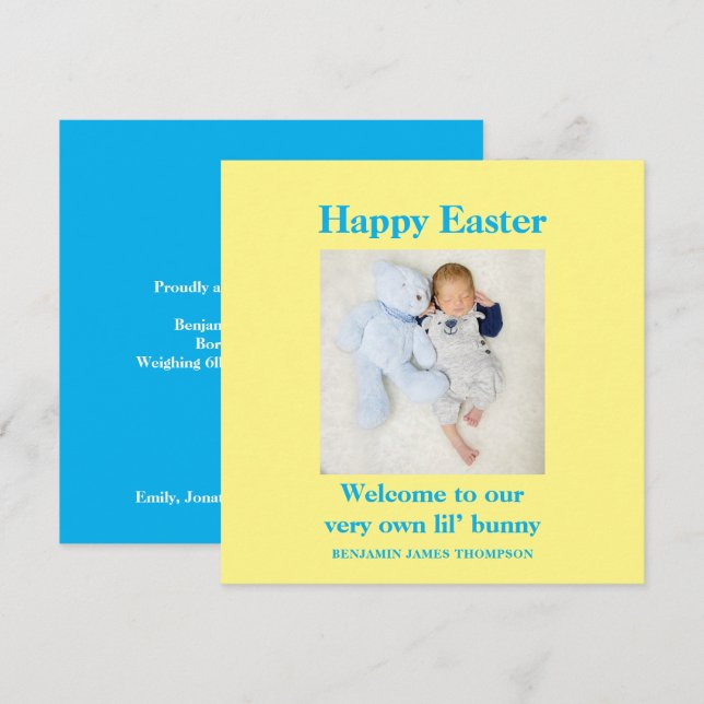 Anuncio de nacimiento tarjeta Happy Easter Photo B (Anverso / Reverso)
