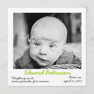 Anuncio de nacimiento verde