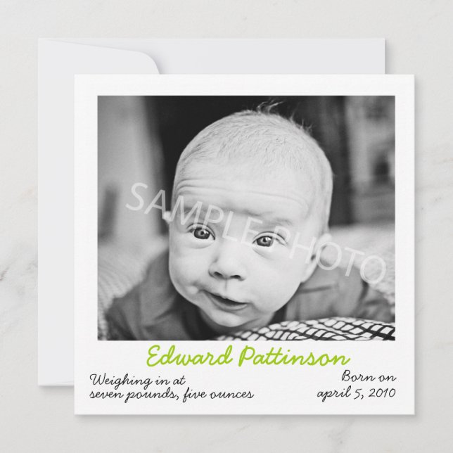 Anuncio de nacimiento verde (Anverso)