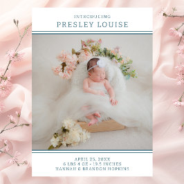 Anuncio de nacimiento Verde azulado de Chica fotog