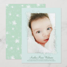 Anuncio de nacimiento verde vintage género neutro