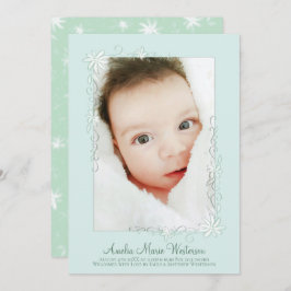 Anuncio de nacimiento verde vintage género neutro