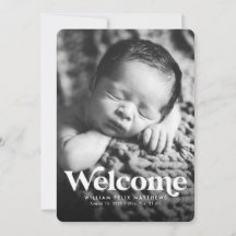 Anuncio de nacimiento vertical azul de bienvenida