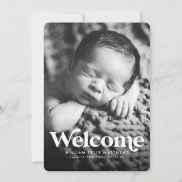 Anuncio de nacimiento vertical azul de bienvenida