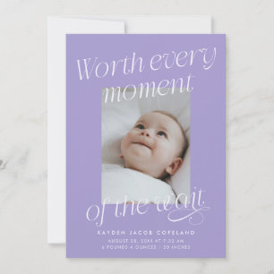 Anuncio de Nacimiento Violeta Moderno Foto Vale La