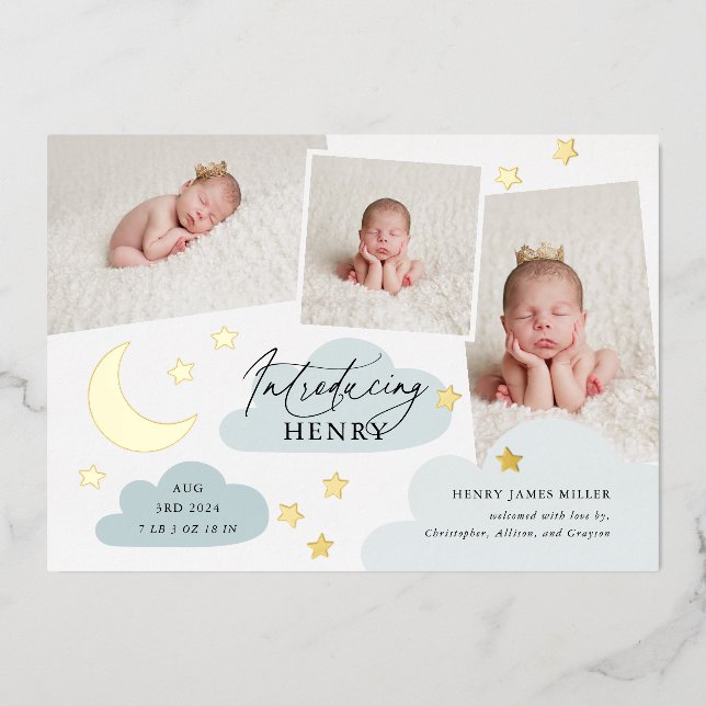 Anuncio de nacimientos azules en Collage de fotos  (Anverso)