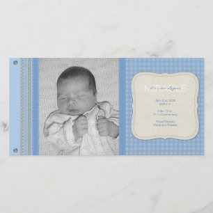 Anuncio de nacimientos de Blue Gingham